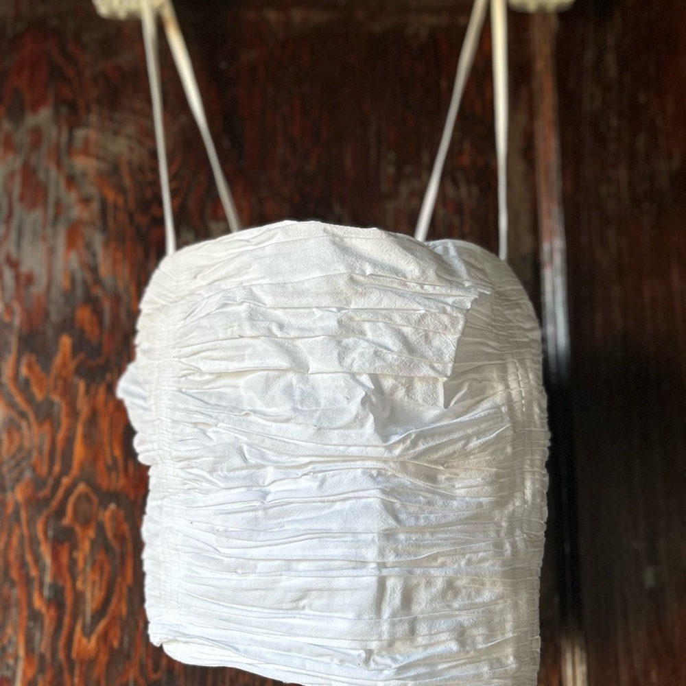 Madewell White Poplin Crop Top